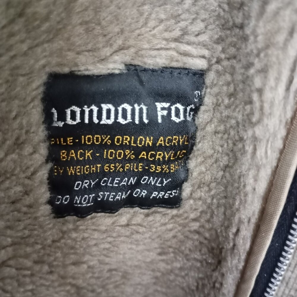 London Fog Maincoat 14R Womens Tan Faux Fur Open Front With Satin Sleeves - Picture 5 of 9